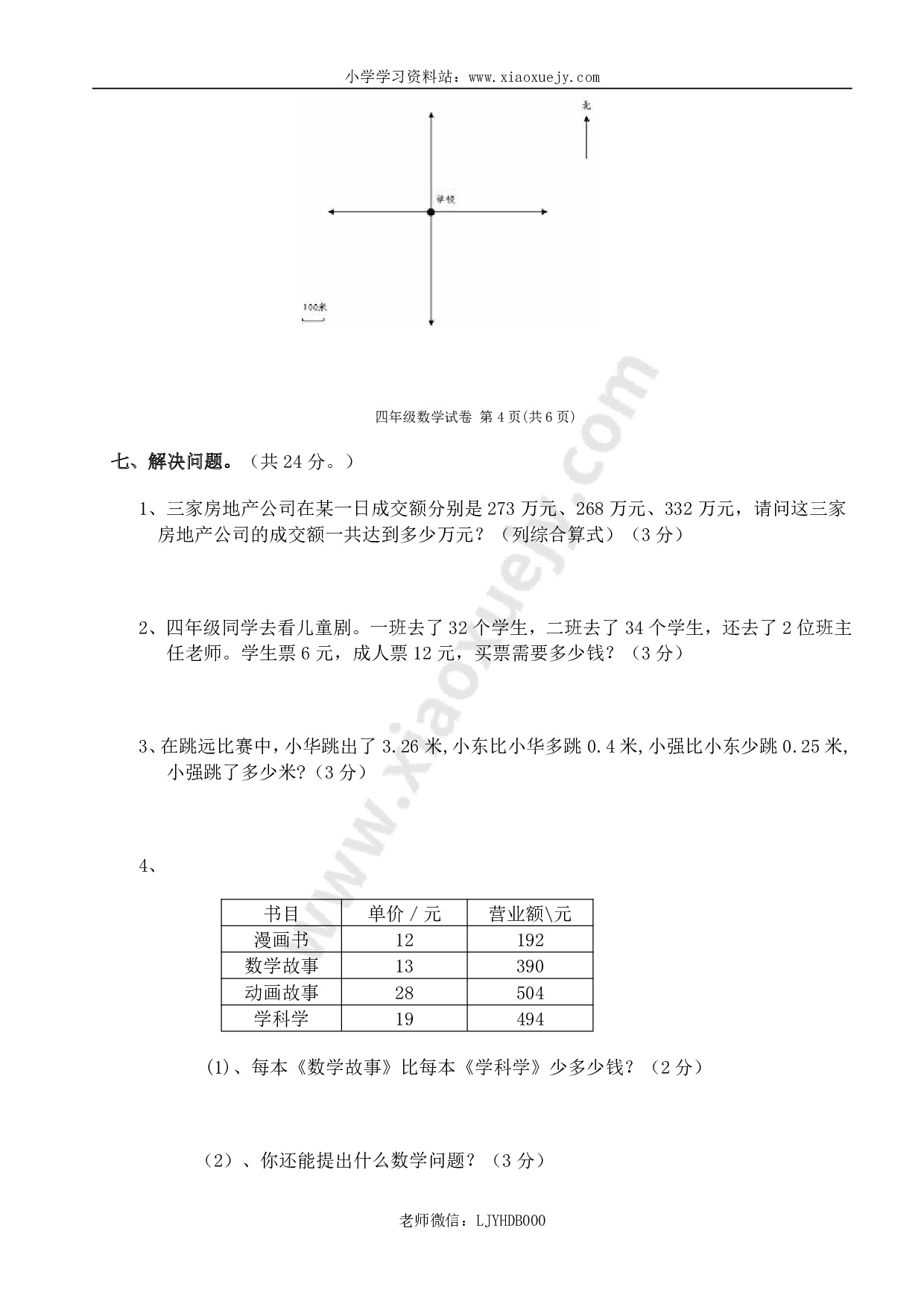 人教版小学四年级数学下册期末试卷 (11)